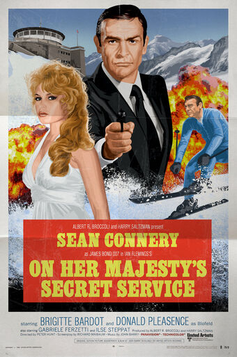 On her Matjestys Secret Service med Sean Connery på affischen